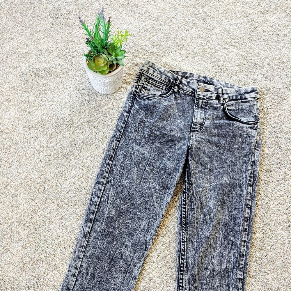 Acid Wash H&M High Waist Skinny Jeans Sz 8 Gray Retro 80s 90s - Picture 4 of 10